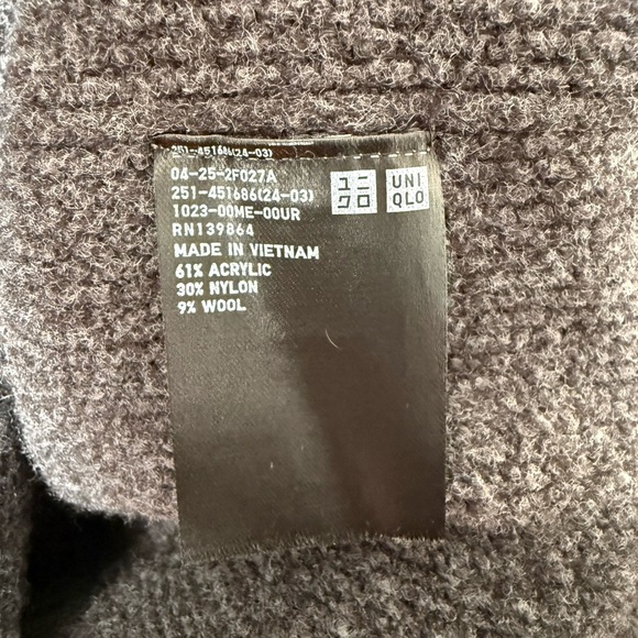 Uniqlo Gray Soufflé Yarn Oversized Cocoon Cardigan Wool Sweater Size Small - Picture 12 of 12